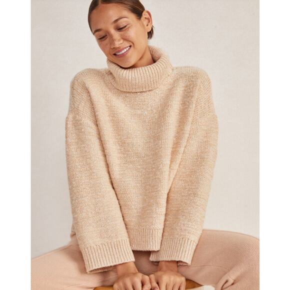 Haven Well Within SZ L Marled Turtleneck Sweater COLOR SANDSTONE/IVORY - Picture 2 of 8